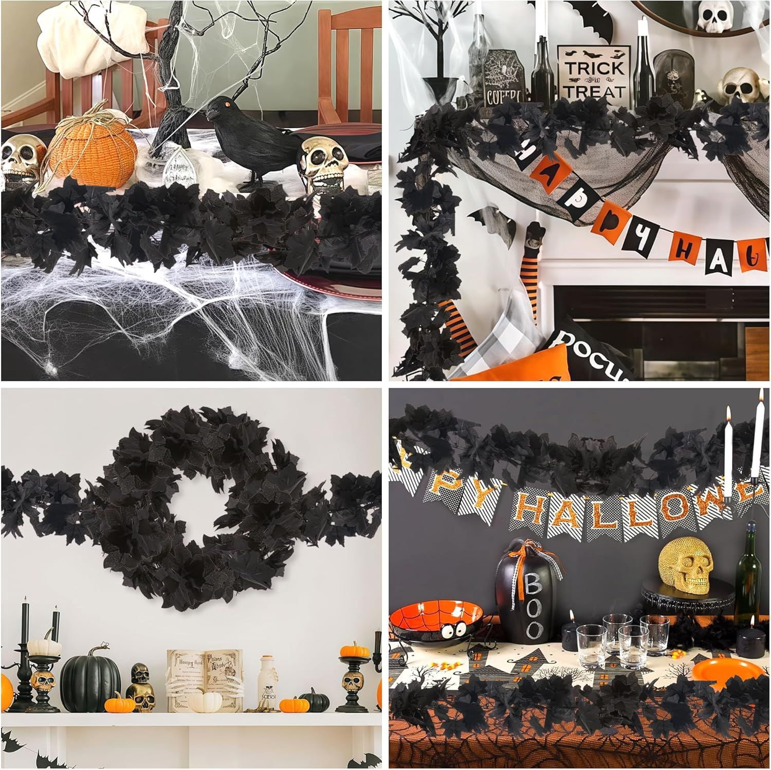 6.5 FT Fall Garland with 26 Leaves per Strand for Halloween Thanksgiving Decor