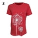 thumbnail image 1 of Camiseta de mujer con estampado floral, cuello redondo, manga corta, top suelto, rojo, S tholdsy AP000466-04, 1 of 7