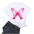 thumbnail image 3 of Frostluinai Breast Cancer Awareness Shirts for Women Pink Ribbon Crew Neck T Shirts Inspirational Short Sleeve Tops In October Shirt, 3 of 4