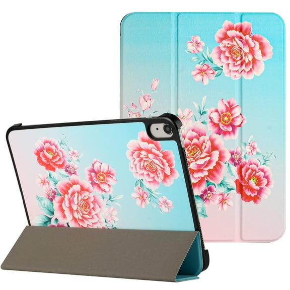 For Apple iPad Air 13 (M3) 2025 / Air 13inch 2024 Trifold Magnetic Closure PU Leather Case Cover - Blooming Flowers