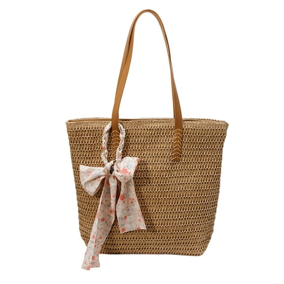 Women's Stylish Straw Shoulder Bag Large Capacity Boho Beach Tote For Daily Commute Vacation Outfit Accessory