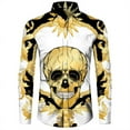 thumbnail image 1 of Camisas de lujo con estampado floral 3D de calaveras para hombre camisetas de manga larga con cuello vuelto y botones camisetas de estilo hip hop con personalidad, 1 of 6