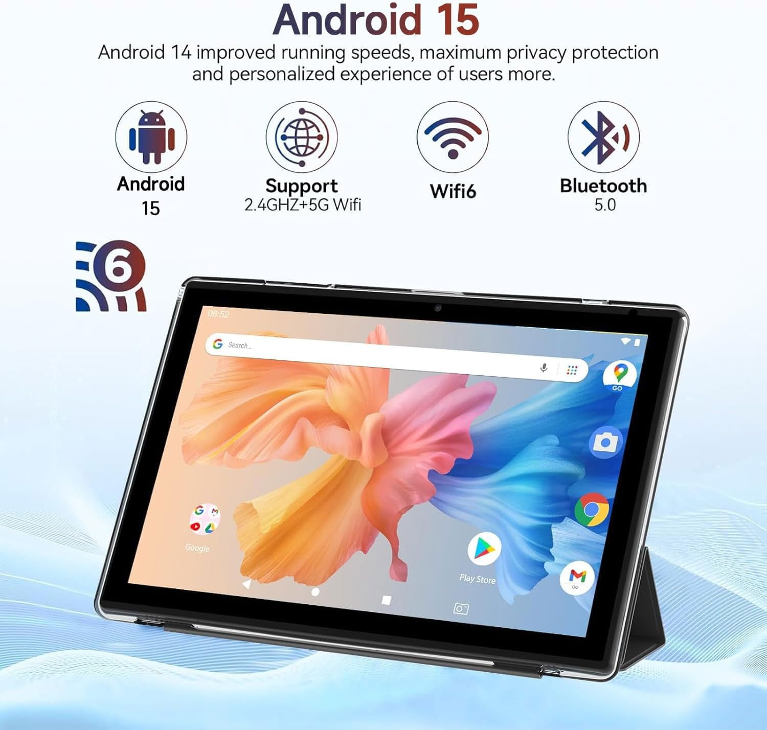 2024 Latest Android 11 Tablet 10 inch 2 in 1 Tablet, 4GB RAM+64GB ROM Tablet, 1.8GHz Quad-core Processer, 1280*800 FHD, 8MP Camera, 2.4G/5G Wi-Fi 6 BT 5.0, Tablets with Keyboard| Mouse| Case| Stylus