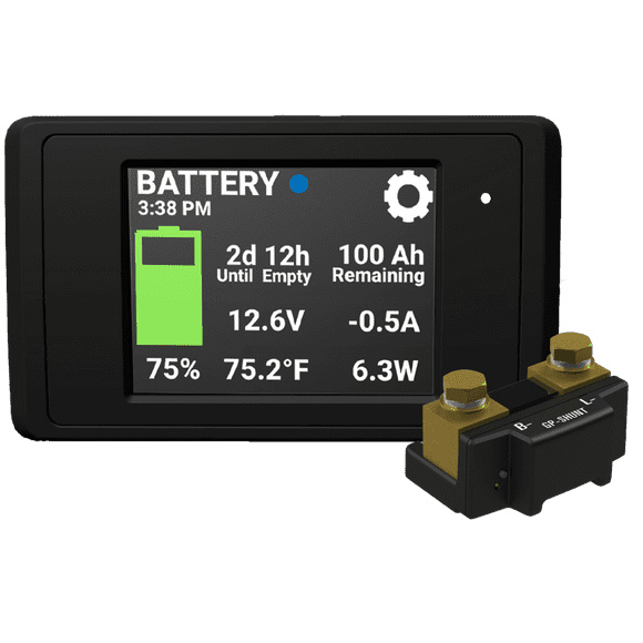 Go Power Battery Monitor GP-BMG With Touchscreen Interface; Flush Mount; Black