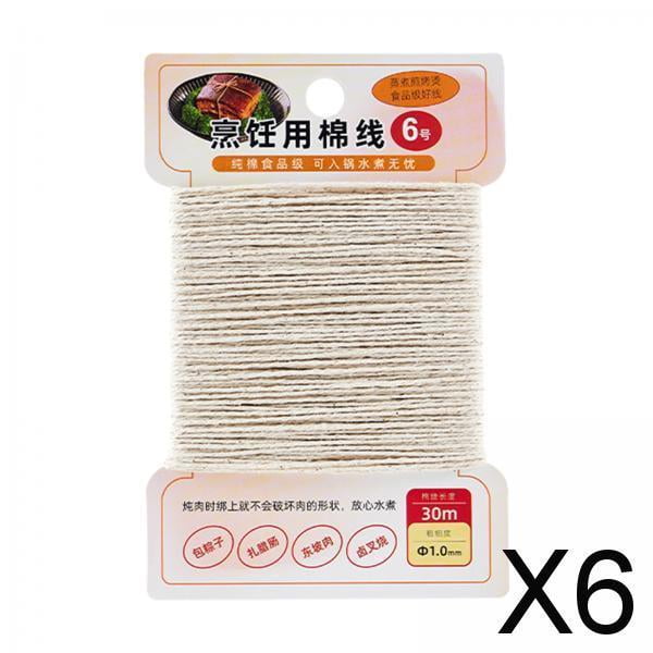 6x Hilo de Cocina, Hilo de Cocina Multiusos de 30M, Cuerda de Algodón para Cocinar Carne, Caja de Pastelería, Pastel, Manualidades, Salchichas, Pollo 6 piezas