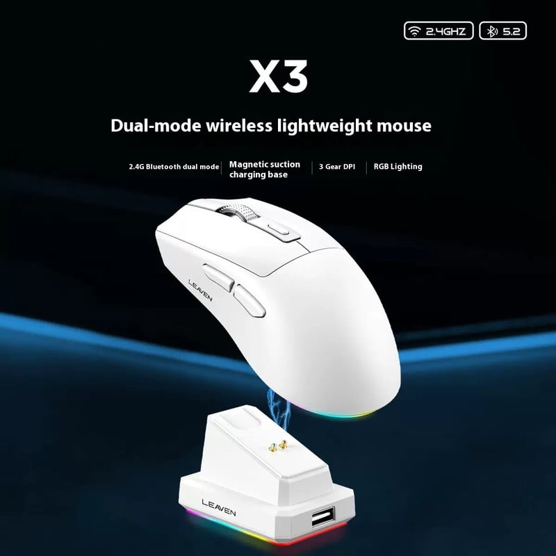 Wireless Mouse Bluetooth 2.4G Dual Mode Rechargeable with Charging Dock Backlight LED High Cost-Effective for Laptop PC Mac ​