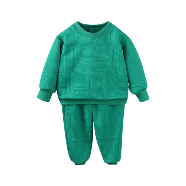 Ensemble de Survêtement pour Petites Filles 2 Pcs Taille 7-8 Col Rond en Tricot Pantalon Automne Coton Ensemble de Jogging 2-3 Ans, Vert Armée