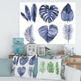 thumbnail image 2 of Designart ' Blue Watercolour Tropical Leaves I ' Farmhouse Canvas Wall Art Print, 2 of 4