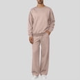 thumbnail image 2 of hoksml Men's 2 Piece Tracksuit Set Long Sleeve Crew Neck Pullover Sweatshirt with Straight Leg Drawstring Pants Casual Loungewear Outfit, 2 of 9