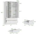 thumbnail image 7 of KULAGAGA Armoire Wardrobe Closet with Mirror and Hanging Rod, Modern Wooden Bedroom Armoire with Shelves and 4 Drawers, Clothes Storage Cabinet Organizer for, 7 of 7