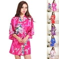 thumbnail image 2 of Coofit Robe de Nuit pour Femmes à Manches Mi-Longues, Peignoir de Détente, Vêtement de Nuit avec Ceinture pour l'Été, 2 of 10