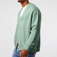 thumbnail image 5 of Havenx Men's Cardigan Sweater Waffle Knit Button Up Sweater V Neck Long Sleeve Textured Cardigans Loose Relaxed Fit Lightweight Clothes,Light Green 5XL, 5 of 6