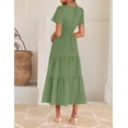 thumbnail image 4 of Vestido midi ZESICA 2025 casual de verano con manga corta y cuello en V, 4 of 8