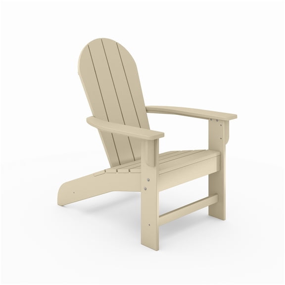 JERFIT Outdoor Adirondack Chair, Beige All-Weather HDPE Poly Lumber Patio Garden Pool Lounge Chair with Ergonomic Design and Stainless Steel Hardware