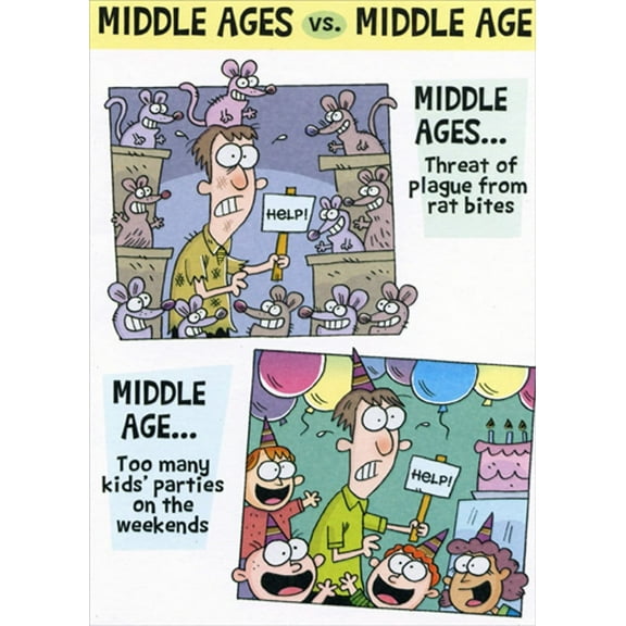 Designer Greetings Middle Ages vs. Middle Age Funny / Humorous Masculine Birthday Card for Him : Man : Men