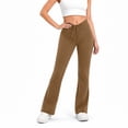 thumbnail image 2 of LEKWK Womens Flare Yoga Pants High Waist Ruched Drawstring Wide Leg Yoga Pants Loose Fit Flare Yoga Pants Lounge Stretchy Casual Outfits, 2 of 8