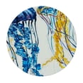 thumbnail image 4 of HAOXIT Jellyfish Round fitted tablecloth, Jellyfish Exotic Sea Ocean Creature Aquatic Animals Watercolor Graphic, Elastic edge, indoor/outdoor dining table cover, for Round table Blue White 38-42, 4 of 8