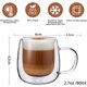 thumbnail image 2 of Juego de 4 Tazas Transparente para Café de Vidrio de Doble Pared - Tazas de Vidrio Fondo Aisladas con Asa - Perfectas para Café Expreso, Café con Leche y Capuchinos, 2 of 4