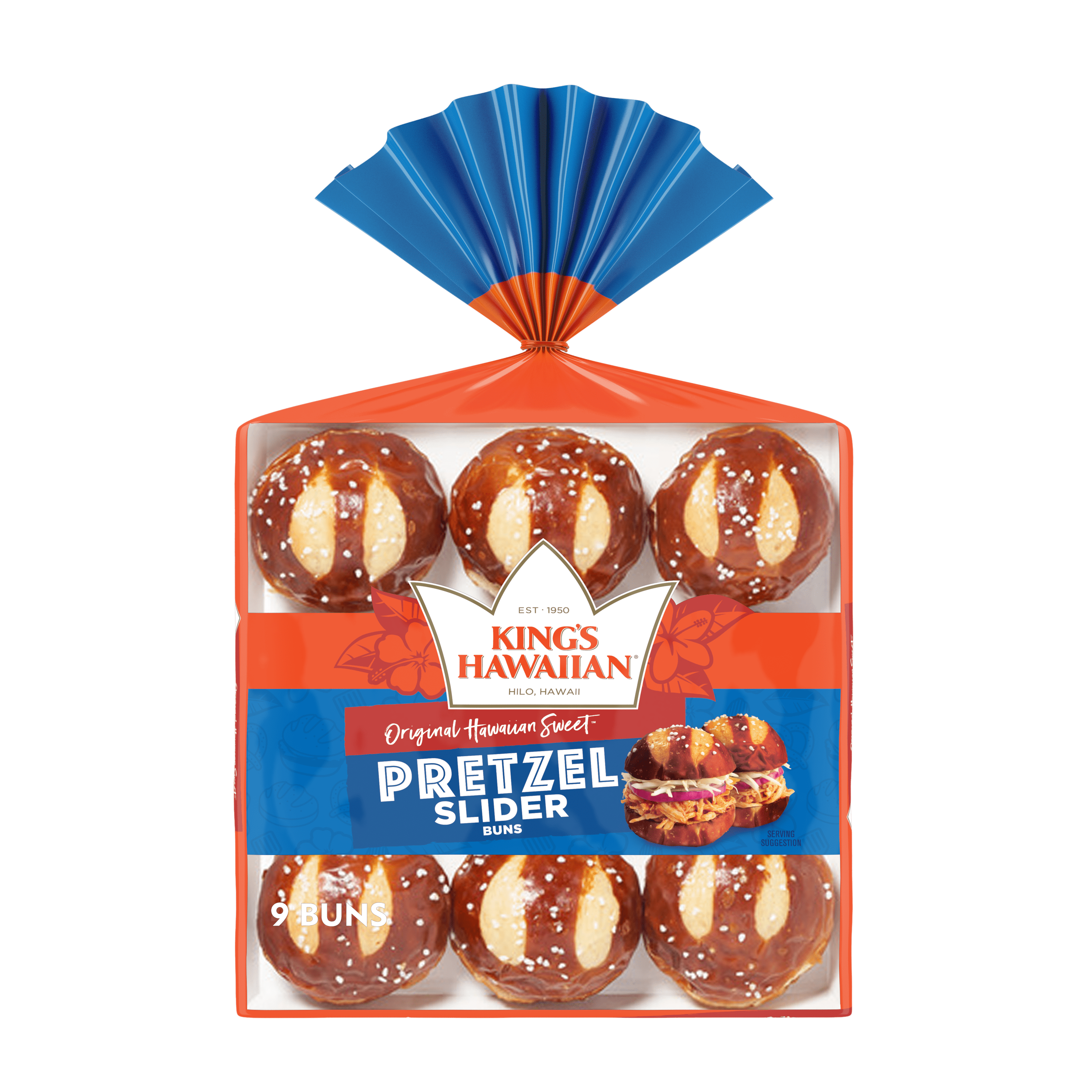 King's Hawaiian Original Hawaiian Sweet Pretzel Pre-Sliced Slider Buns, 9 ct