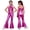 Hot Pink, variant on Girls Sleeveless Metallic Flared Pants Dance Jumpsuit 70s Party Outfits Stage Performance Royal Blue 14