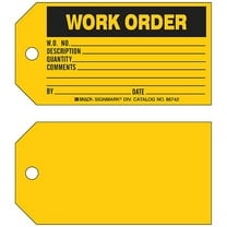 Brady Work Ord Tag,3 x 5-3/4 In,Bk/Yel,PK100 86742