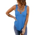 thumbnail image 2 of Camiseta sin mangas para mujer, tirantes cruzados en el pecho, dobladillo Irregular, chaleco sin mangas de verano de Color puro, 2 of 6