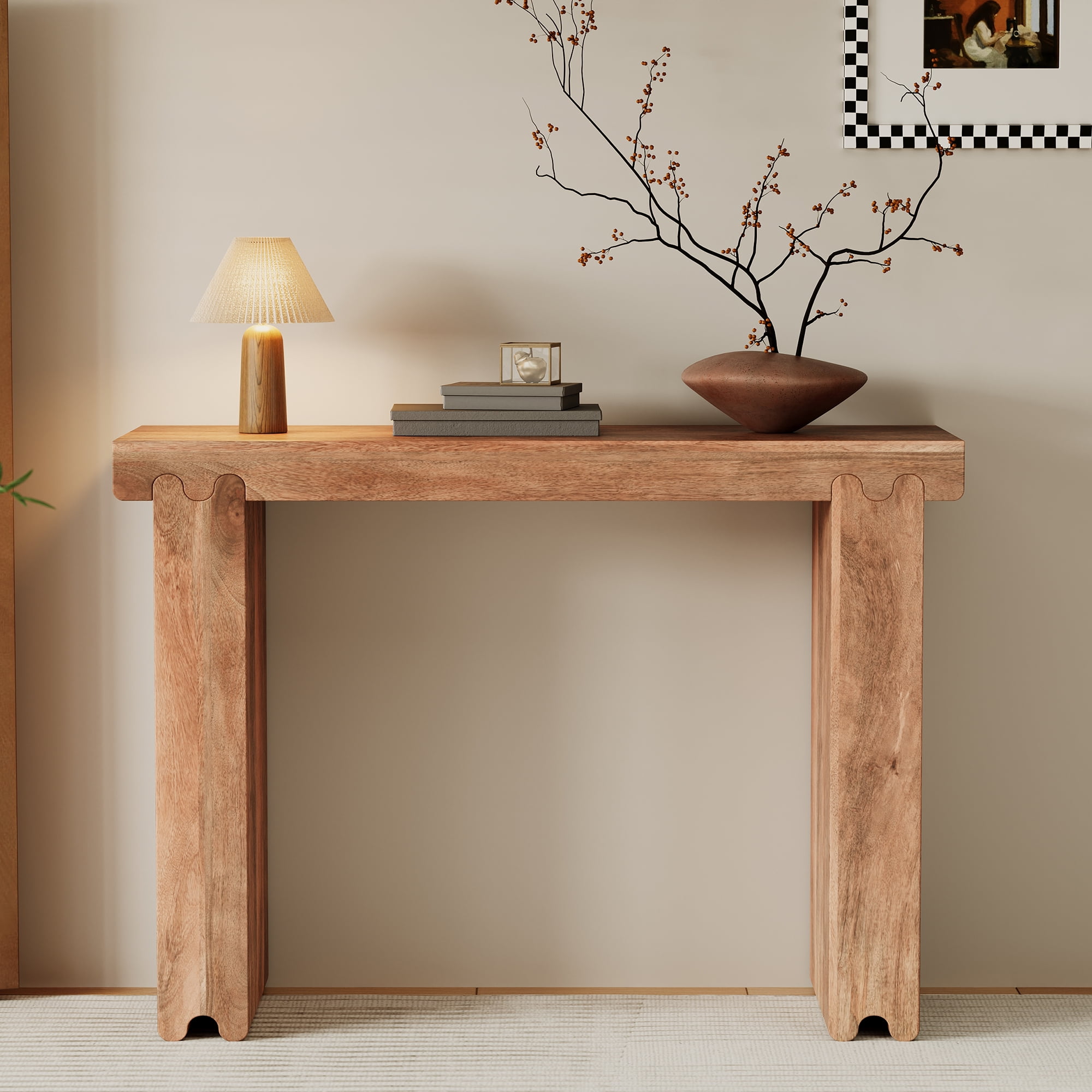 EUROCO 45" Console Table,Narrow Foyer Tables for Entrance, Hallway, Living Room,Honey