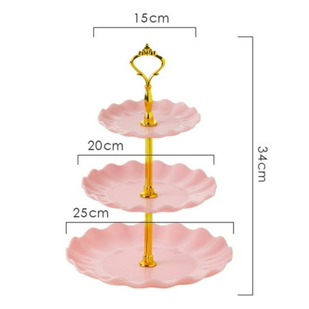 

Fule 3-layer Plastic Tray for Cake Fruit Cookies European style Cake Plate Stand