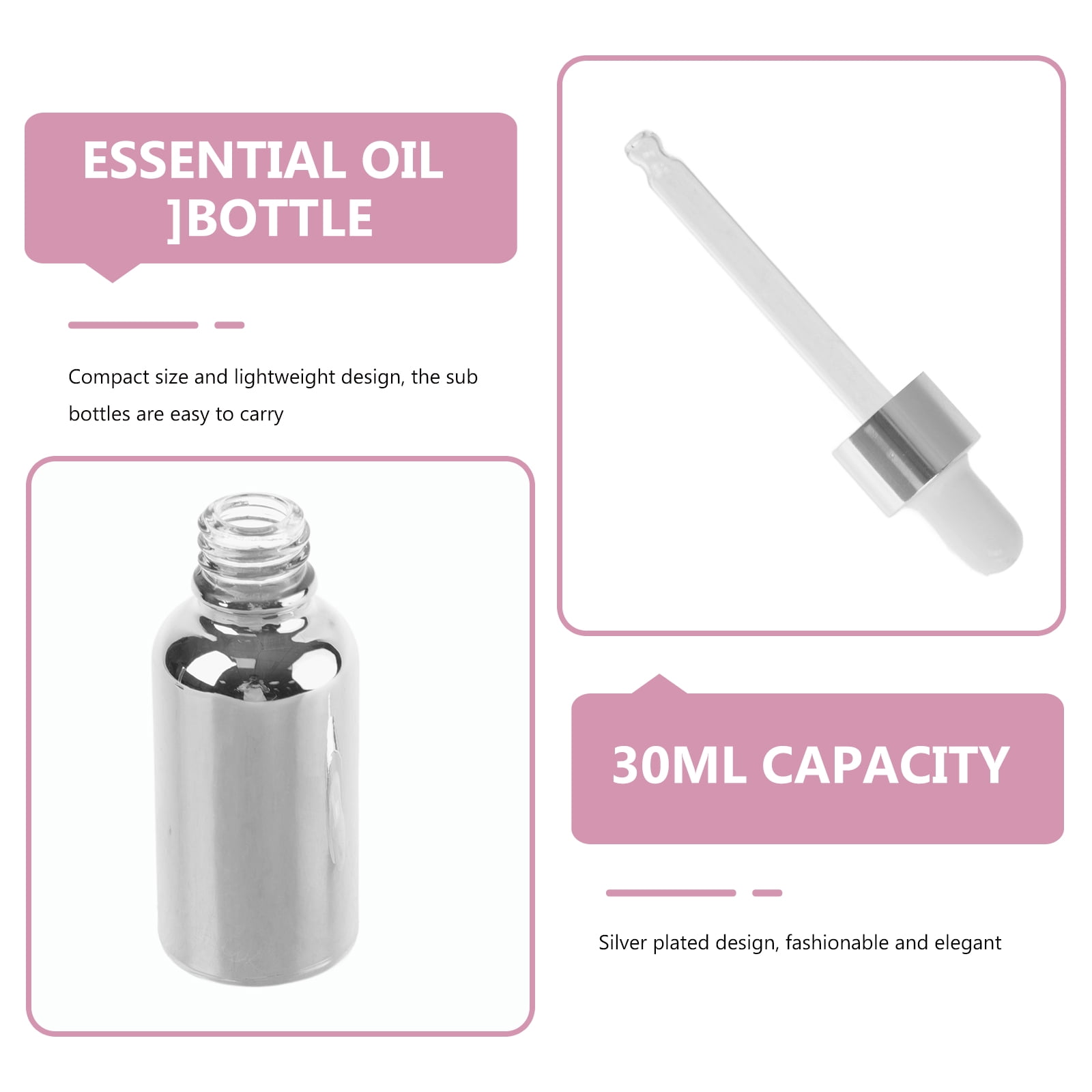 FOMIYES 10Pcs Silver Plated Glass Oil Bottles with Precise Dropper for Kitchen Use