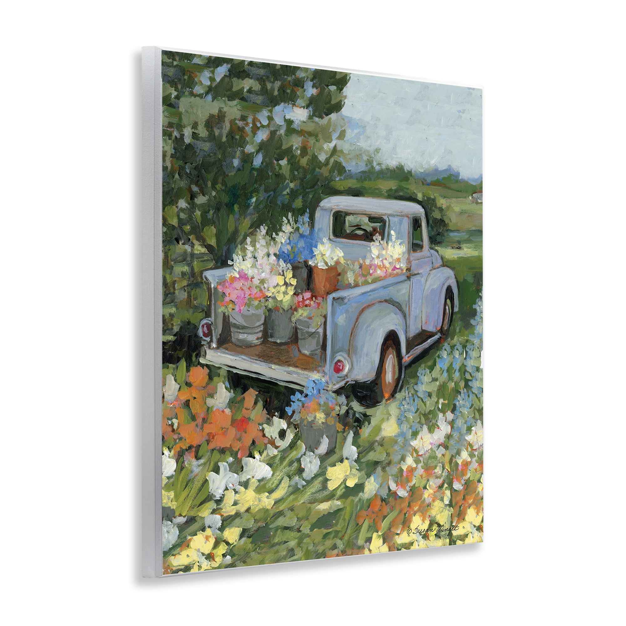 Stupell Industries Truckin' Field with Flowers Wall Plaque Art, design by Susan Winget