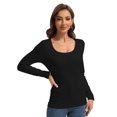 thumbnail image 5 of Women Long Sleeve Scoop Neck Slim Fitted Basic Soft T-Shirts, 5 of 6