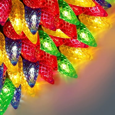 Morttic Battery Operated C6 String Lights, 16.6ft 50 LED Strawberry Waterproof Decorative Lights with 8 mode & Timer for Home Garden Roof Party Christmas Holiday Decoration, Multicolor