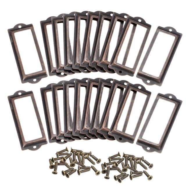 Unique Bargains 83x30mm Drawer Tag Label Metal Label Holder File Tag Frames Copper Tone 30 Pack