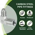 thumbnail image 3 of Uxcell 90 Degree Pipe Adapter, 2 Pcs 1/2" Male 37° Flare JIC x 3/8" BSPT Male Connector Carbon Steel Elbow Fitting for Air Hydraulic Fluid Fuel Water Oil, Silver, 3 of 5