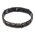 thumbnail image 1 of Pulsera magnética de acero de titanio para hombre y mujer, moderna pulsera de terapia magnética, regalo de joyería para fiesta (oro negro)., 1 of 14