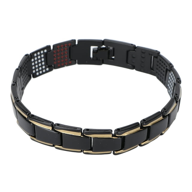 Pulsera magnética de acero de titanio para hombre y mujer, moderna pulsera de terapia magnética, regalo de joyería para fiesta (oro negro).