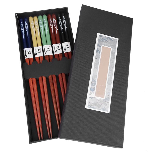 Palillos de madera, 5 par/set, palillos duraderos lavables, regalo, palillos de madera, rendimiento confiable