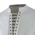 thumbnail image 4 of APEXFWDT Halloween Men's Medieval Renaissance Viking Pirate Shirt Long Sleeve V Neck Lace Up Retro T-Shirt Vintage Stand Collar Casual Shirt, 4 of 5