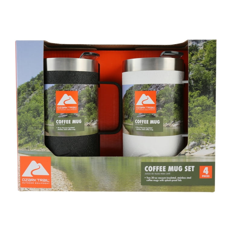Ozark Trail Double-Wall Vacuum-Sealed Stainless Steel Coffee Mug, 20 oz, 2  Pack 