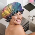 thumbnail image 5 of Shower Caps,Colorful Galaxy Pattern Waterproof Shower Cap for Women 4 Pieces,Double Reusable Hair Cover for Shower PEVA Elastic Stretch Hem, 5 of 7