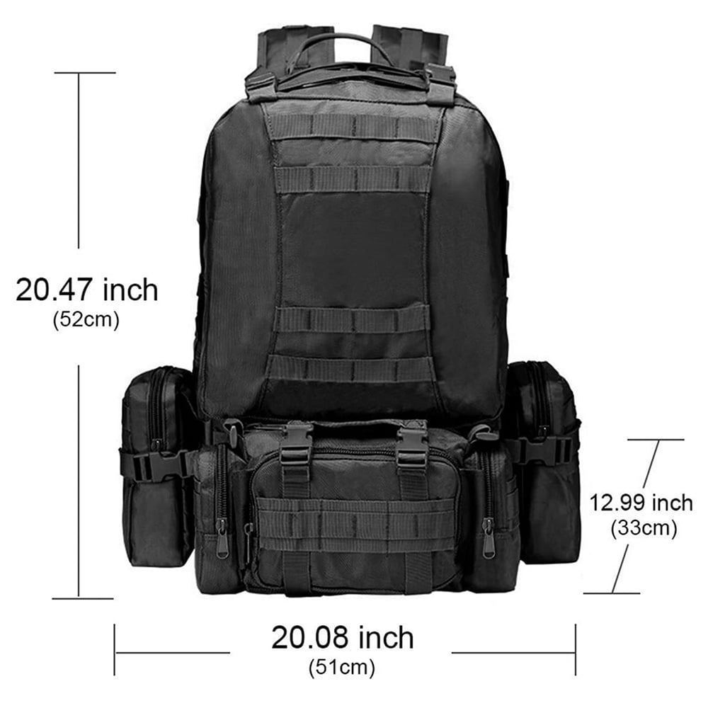 RIBONGZ 50L/ 4 in 1 Outdoor Built-up Camping Backpack Molle Rucksacks for Hiking Hunting Trekking Bag