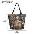 thumbnail image 5 of FORMRS Womens Canvas Tote Bag with Zipper Inner Pocket Shoulder Handbag, Cows and Flowers, 5 of 7