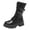 Black, variant on HEWUQI Platform Combat Boots for Women Buckles Lace up Chunky Lug Sole Mid Calf Booties Fall Winter Outdoor Hiking Footwear White Size 9