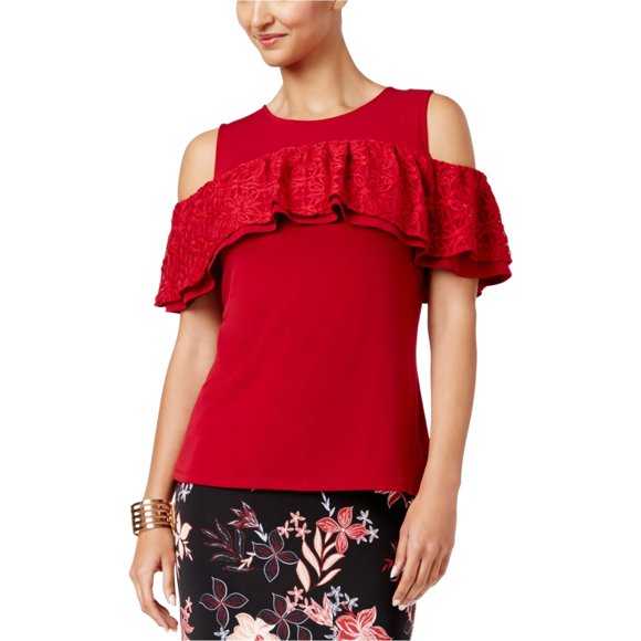 Blusa de punto Thalia Sodi con hombros descubiertos rojo XS
