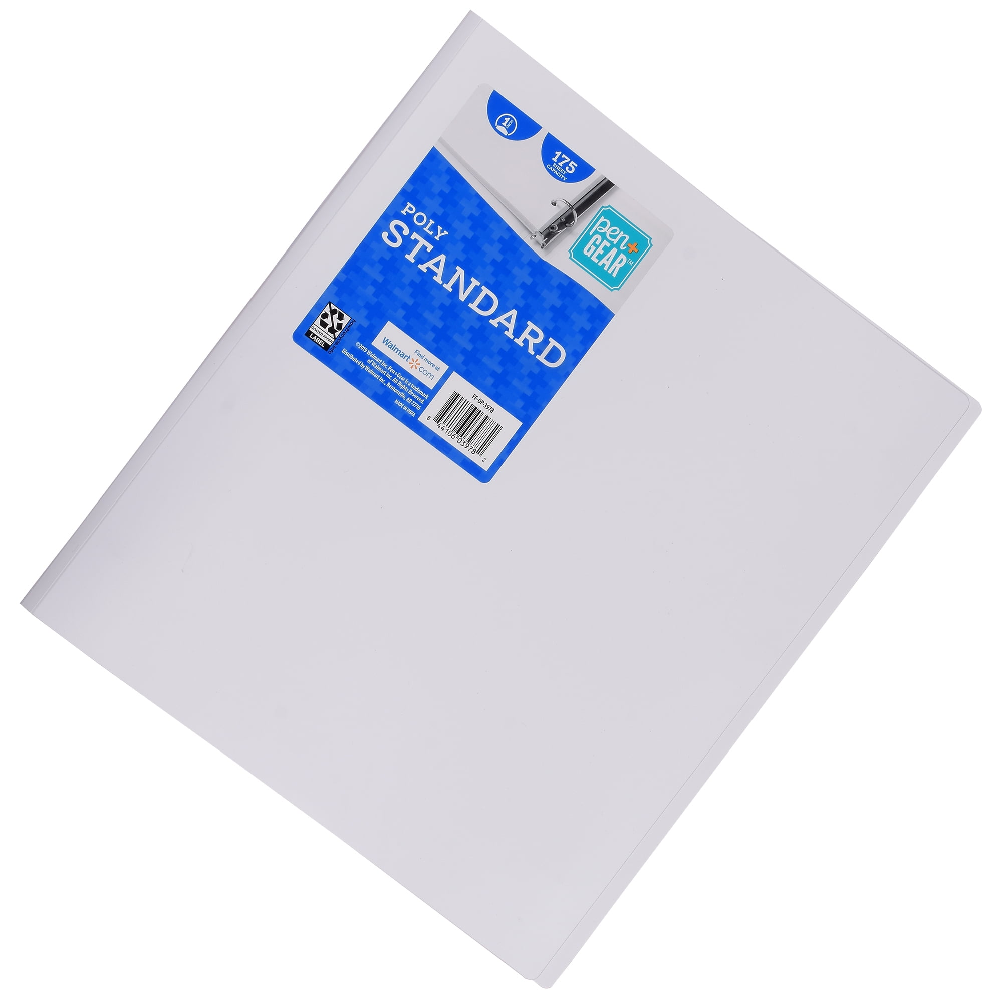 Pen + Gear 1" Standard 3-Ring Poly Binder, White Color, 1 inch "O Ring", Letter Size