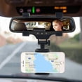 thumbnail image 2 of Universal 360° Clip On Rear View Mirror Mobile Cell Phone Holder Car Mount Stand, 2 of 6