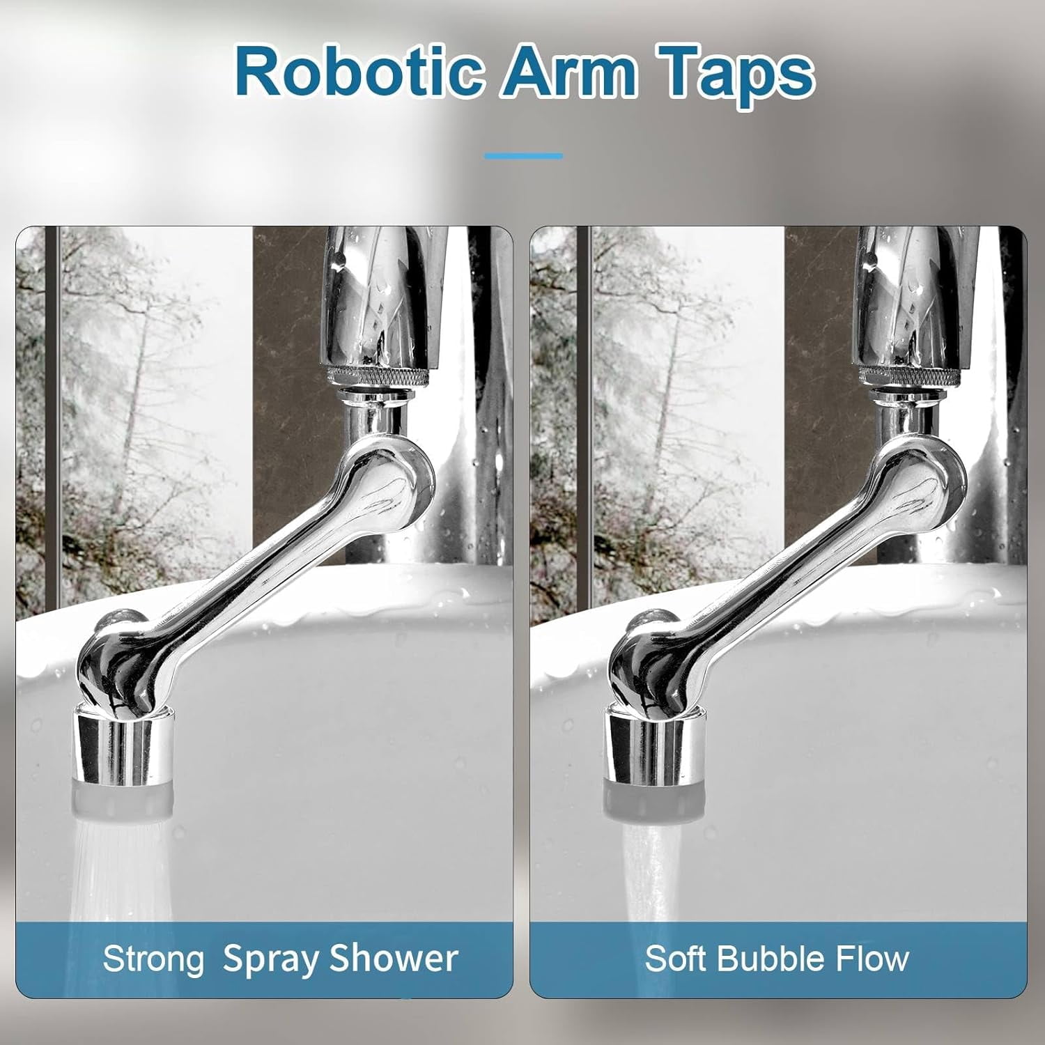 Faucet Extender 1080°Rotating Swivel, Sink Water Faucet Aerator Extension with Robotic Arm,2 Water Flow Modes Universal Fit for Bathroom Kitchen Faucet, Easy DIY Installation