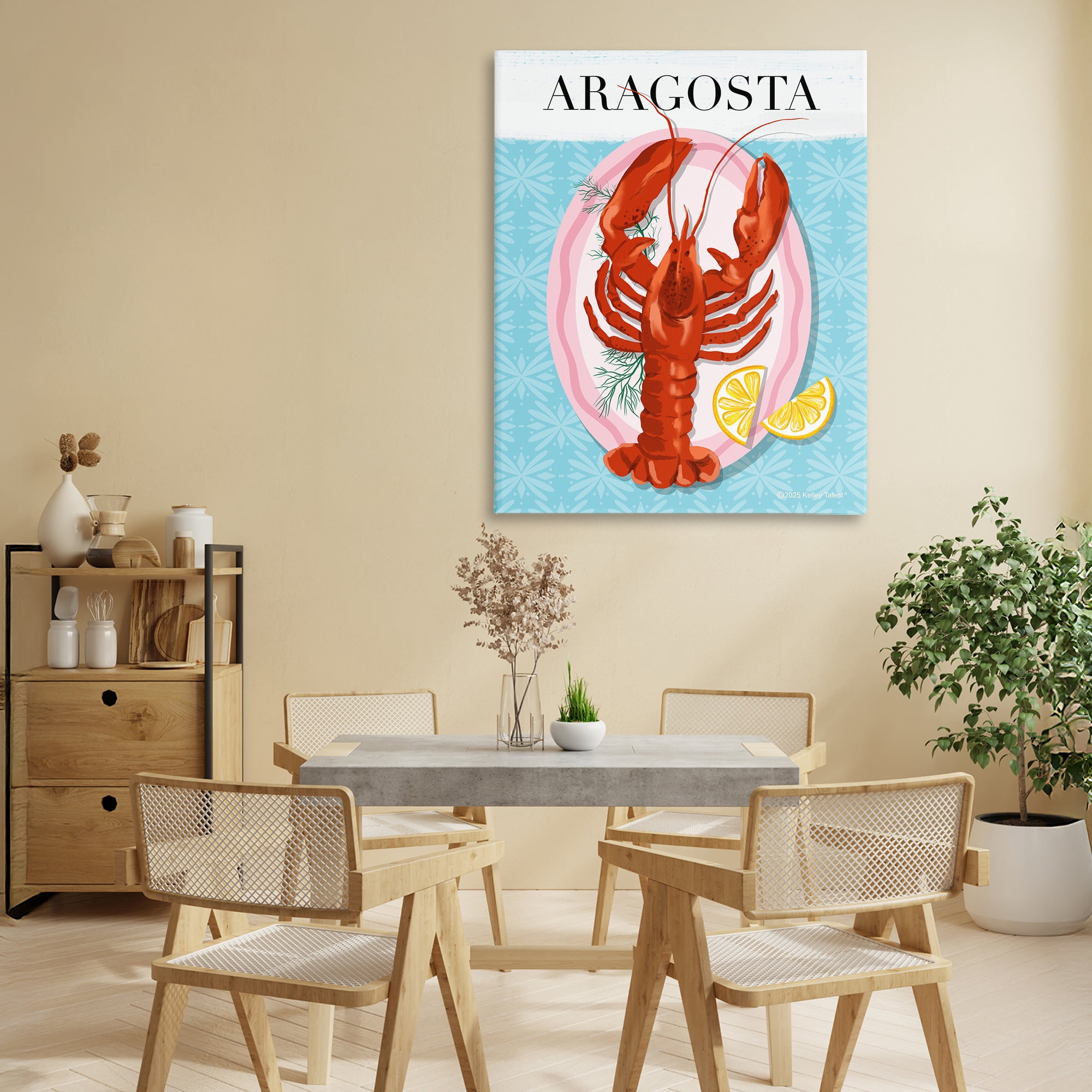Stupell Industries Aragosta Lobster Dish Canvas Wall Art, design by Kelley Talent