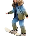 thumbnail image 4 of BXJX Girls Snowsuit 2 PC Sets, Hooded Waterproof Warm Outdoor Snow Jackets and Bib Pants Sets Dark Blue Size 1-2 T, 4 of 7