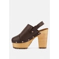 thumbnail image 4 of ALONA Brown Slingback High Block Heeled Clogs, 4 of 7